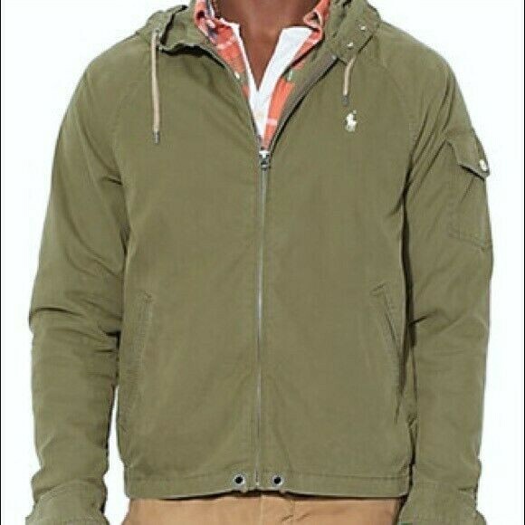 polo ralph lauren men's nylon hooded windbreaker jacket